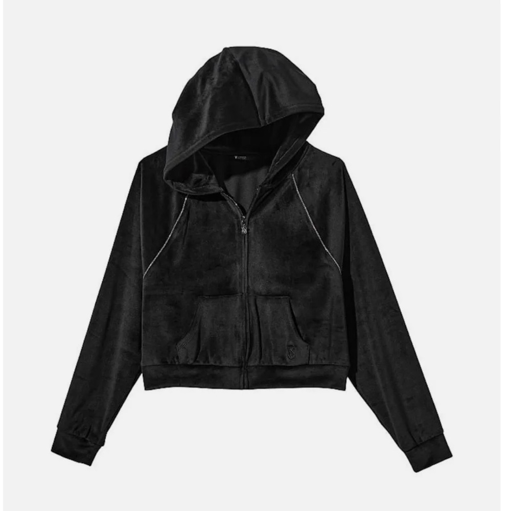 Victorias Secret Diamanté Inset Velour Font-Zip Hoodie